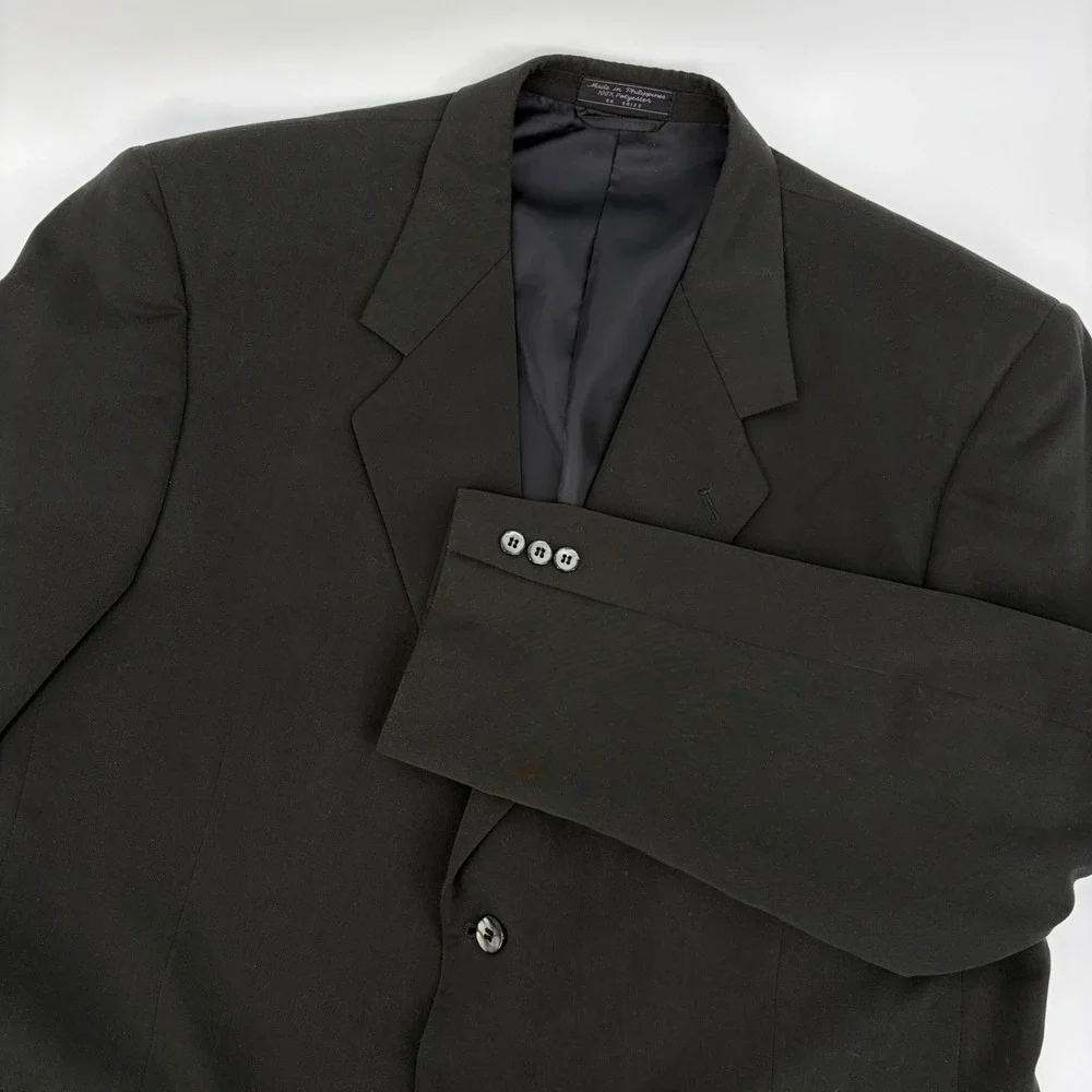 Jeffrey Banks Mens Black Three Button Blazer Sport Coat Jacket Size 48L RN 84125